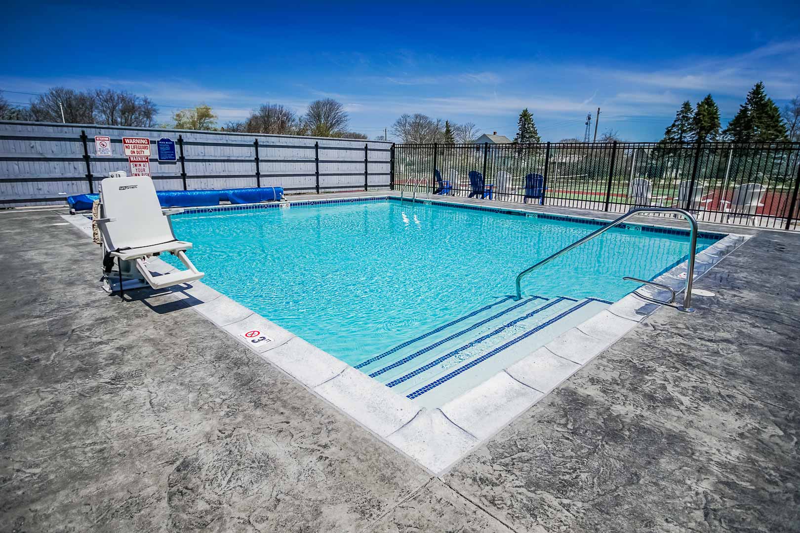 A crisp swimming pool at VRI's Neptune House Resort in Rhode Island.